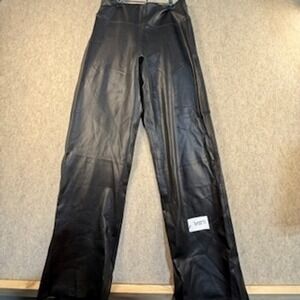 Electric & Rose Faux Leather Wide Leg Pants Black High Waist Size M